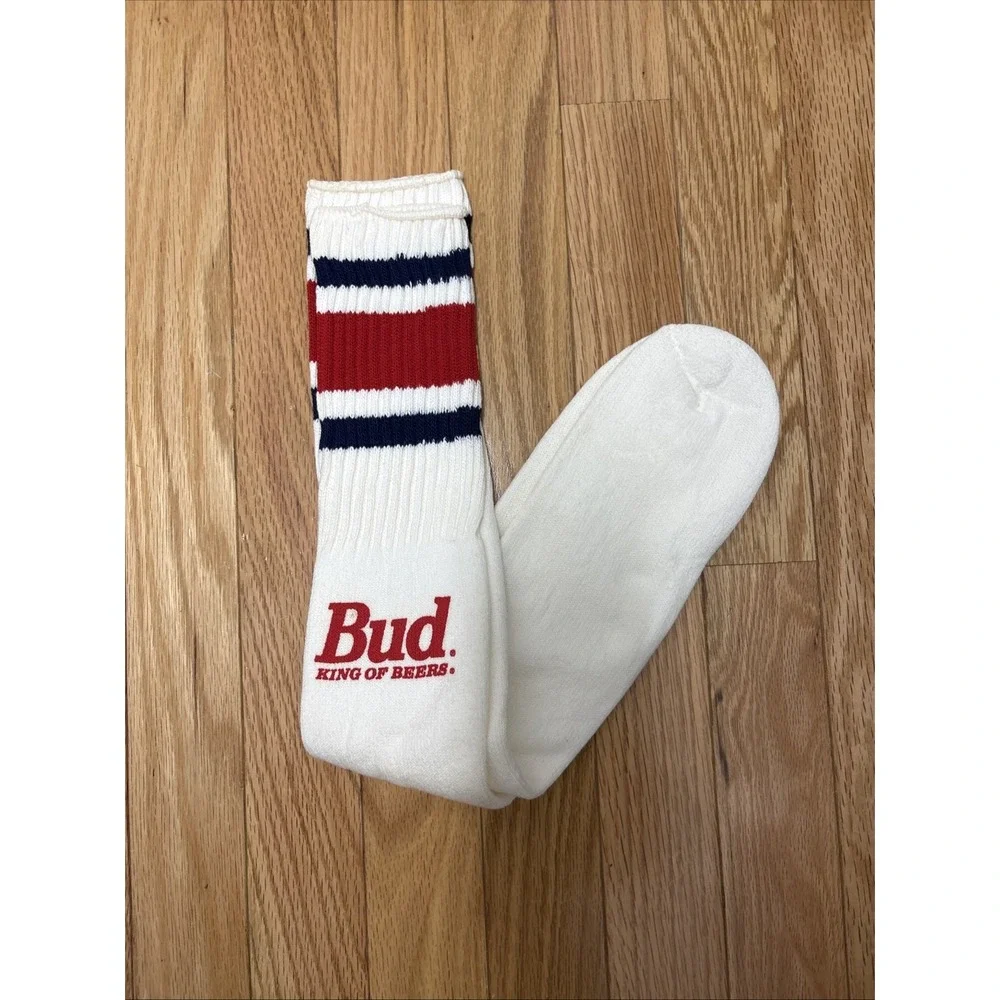 Vintage Americana Bud King‎ Of Beers Budweiser Tube Socks Knee High Socks New